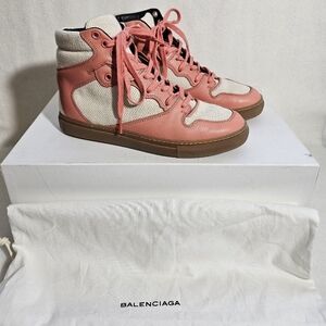 Balenciaga Tess Rose Blush Leather High Top Sneakers